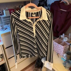 Black and White Striped Button-Up Shirt